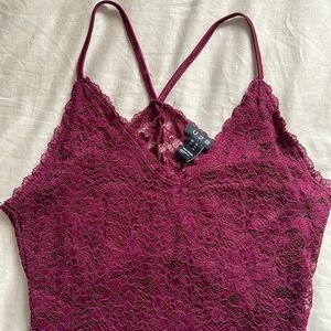 U2B lace open back bodysuit M